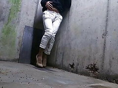 pissing jeans, high-heels, white