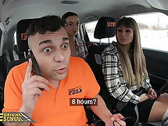 Fake Driving School – Backseat Threesome with Big Tits