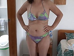 Video 1 of 3 - My wife,Latina mom shows off on the beach