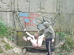 bdsm slave, tied-up, outdoor, public