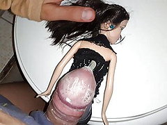 Dark dress Doll puts a condom on me and let me fuck her 