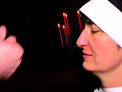 Amateur nun gets nailed by mature priest 