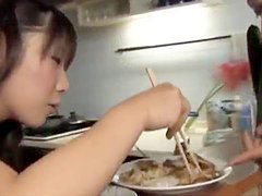 Momo Aizawa enjoys dinner and some cock as desert