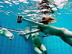 pool threesome, underwater, bikini, stripper