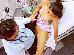 Beautiful brunettes doctor examination takes a hardcore 
