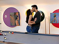 Fine anal sex on the pool table with a slim 