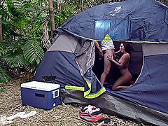 Camping turns into rough sex in doggy style 