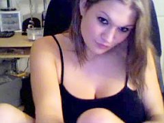 big-tits brunette, masturbating, webcam, solo