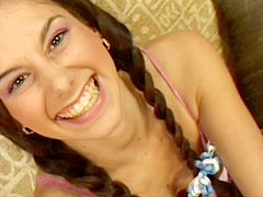 cute pigtail, throat-fucked, small-tits, teen