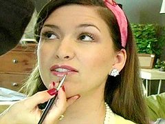 Sexy chick Leeann is getting a nice makeup 