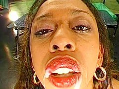 Ebony Angela love to swallow loads of white 