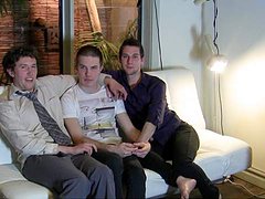 Stunning hardcore gay threesome in the bed