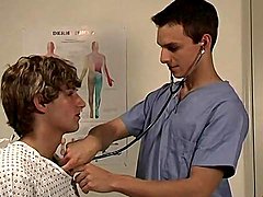 Cute doctor blows his patient passionately 