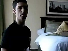 Hotel blowjob from a cute guy on his knees 