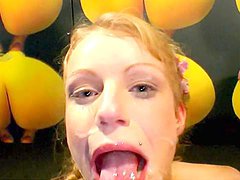 Viktoria is swallowing a truly amazing load 
