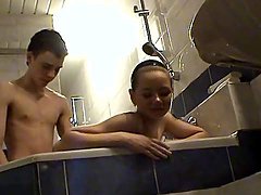 Doggystyle teen sex in the bathtub with a cutie 