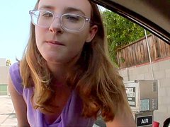 Girl with glasses gets fucked for cash