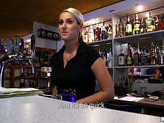 Hot Blonde Bartender Giving Head 