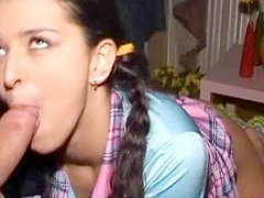 Blowjob from a stunning looking brunette Sandy 