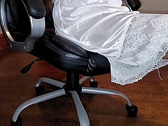 office pantyhose, white, transvestite