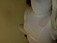 splendide donne vibratore calze velate nailon bianco