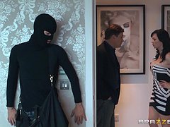 Fucking With The Robber In Her Husbands House 