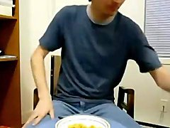 Teen jerks off into his cereal and eats it 