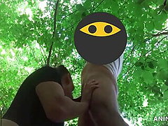 Blowjob and Pee Outdoors in the woods