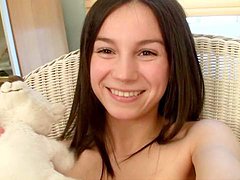 Cute looking teenager Camilla D is smiling so hot 