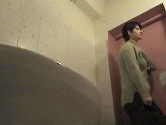hidden-cam brunette, peeing, voyeur, toilet