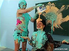 Lesbians Play With Paint 