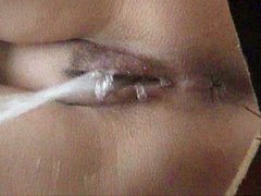 amateur beauty with shaved pussy is pissing in the toilet