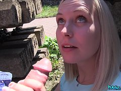flasher babe, outdoor, blowjob, pov-point-of-view