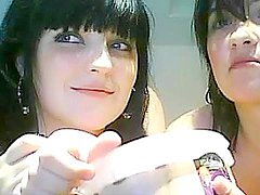Two brunettes are posing naked on the webcam 