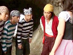 Asian babe being drilled in a hardcore gangbang 