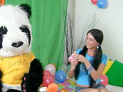 Pigtailed beauty teen is fucking with hardcore panda