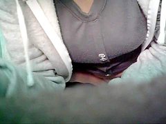 Slender babe is pissing on tape showing her trimmed 