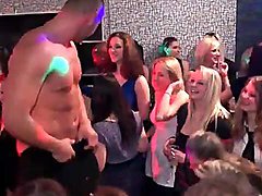 Redheaded slut sucks dick at the club 