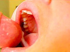 Beauty brunette swallows sperm after anal sex 