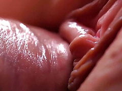 Extremely close-up pussy fucking Macro Creampie 