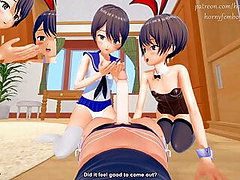 tweelingen travestiet neuken triootje japanse animatie
