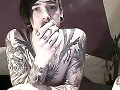 Tattooed couple teases on webcam 