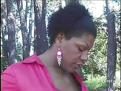 cougar milf ebony used by twink in forest 