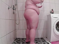 Chubby boy had a shower and jerk off after shower 