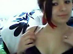 Chatty teen flashes her titties on webcam