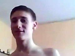 Hard body teen guy with abs jerks off solo 