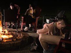 Submissive cum smore service by the fire 