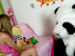 Young slut fucks a huge panda