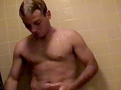 Sexy gay twink masturbates after a bath