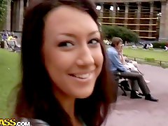 European brunette fucked in the ass outdoors